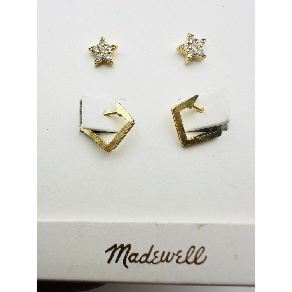 Madewell Gold Tone Cosmic Star Stud & Hoop Earrings